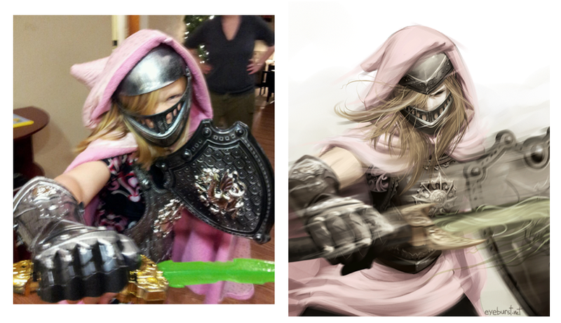 Illustration for article titled Artist transforms little girls in superhero costumes into super art